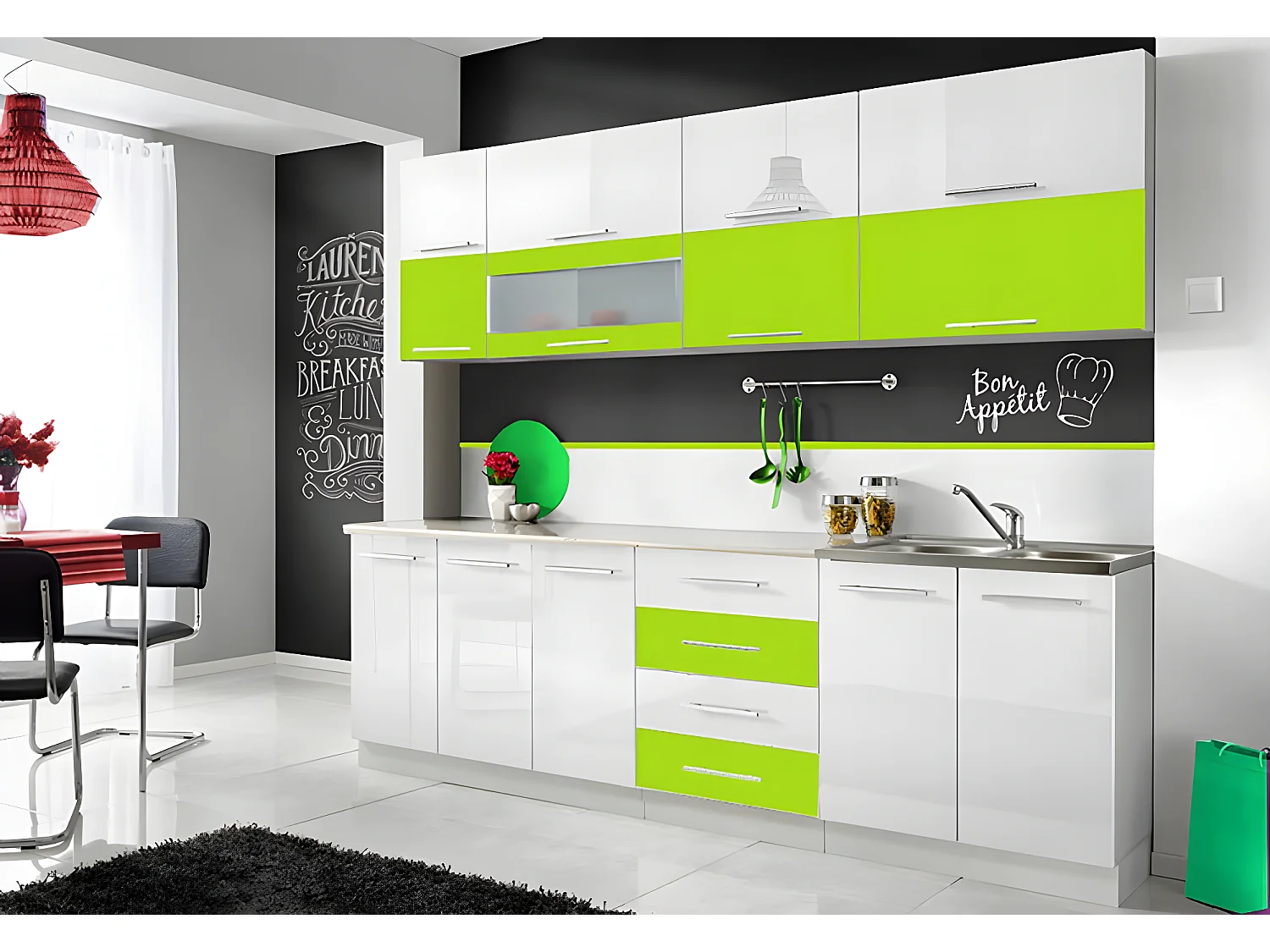 COVE N | Cocina completa L 2,6 m 8 piezas + Encimera INCLUIDA | Juego de muebles de cocina | Armarios de cocina lineales