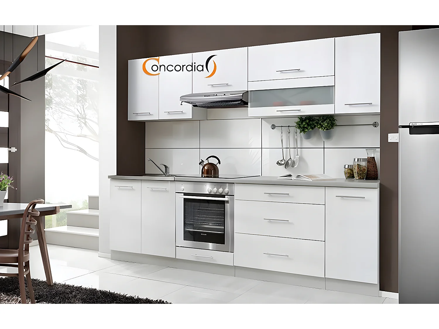 ELM 260 | Cuisine Complète L 2,6 m | 8 pcs + Plan de travail INCLUS | Ensemble meubles cuisine linéaire + Armoire four encastrable
