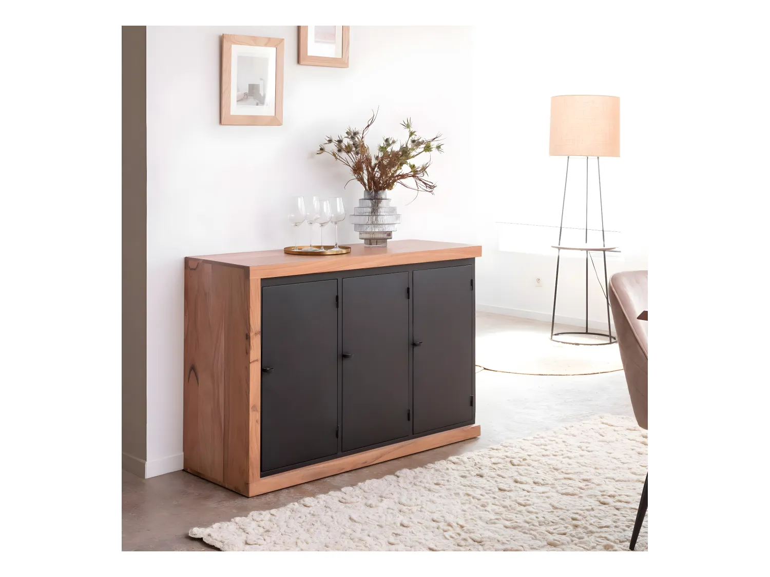 Buffet rétractable en bois d'acacia Emilio