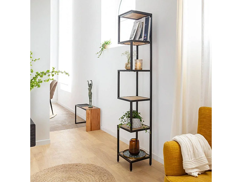 Etagère en bois de manguier et métal Ulysse