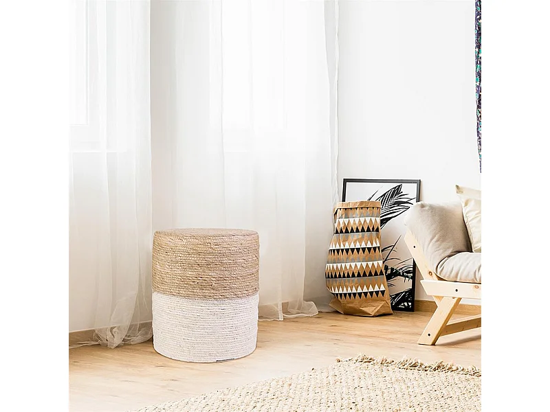 Pouf Tresse Beige - Lot De 2 Beige