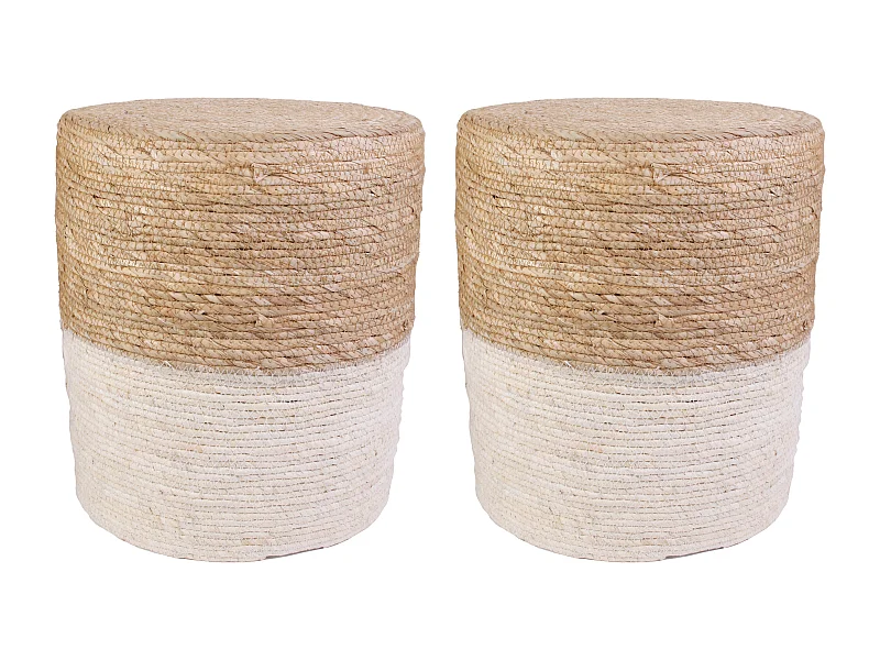 Pouf jonc de mer blue lagoon