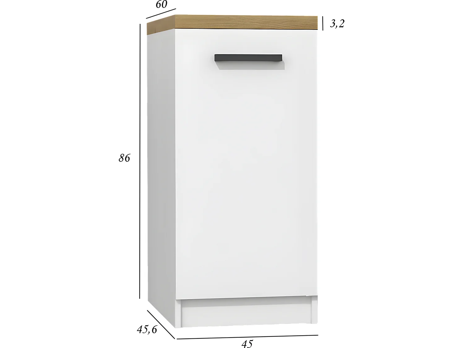 JASPER - Meuble de cuisine bas style scandinave - 45x60x86 cm - 1 porte
