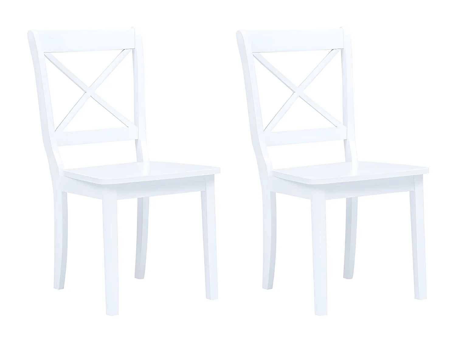 Lot de 2 chaises de salle à manger cuisine design classique blanc bois d'hévéa massif CDS020160