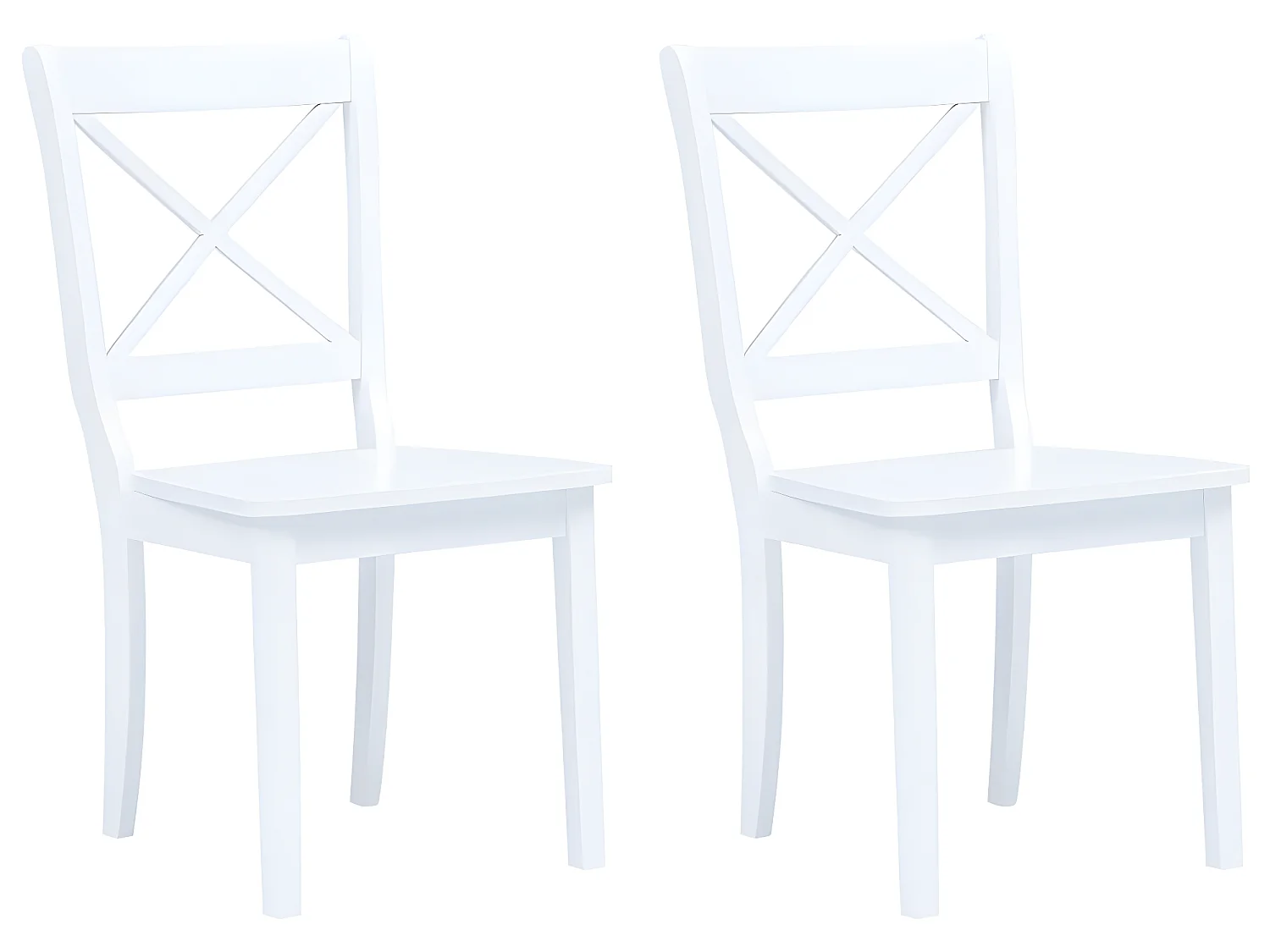 Lot de 2 chaises de salle à manger cuisine design classique blanc bois d'hévéa massif CDS020160