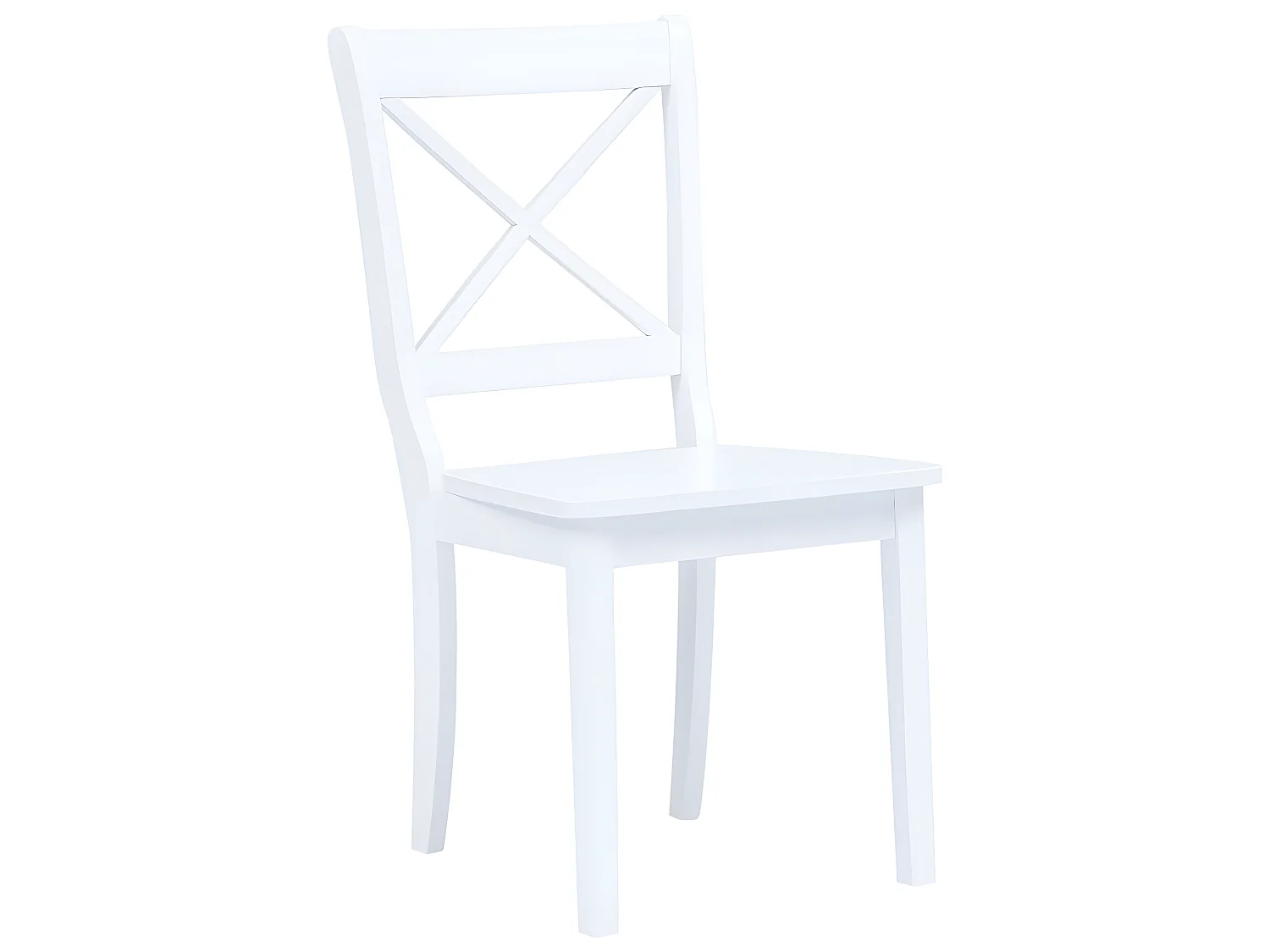 Lot de 2 chaises de salle à manger cuisine design classique blanc bois d'hévéa massif CDS020160
