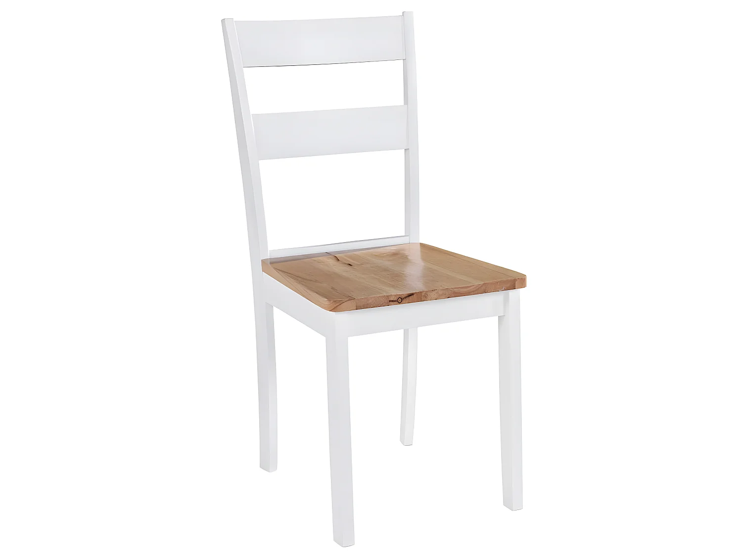 Lot de 2 chaises de salle à manger cuisine design classique bois d'hévéa massif blanc CDS020162