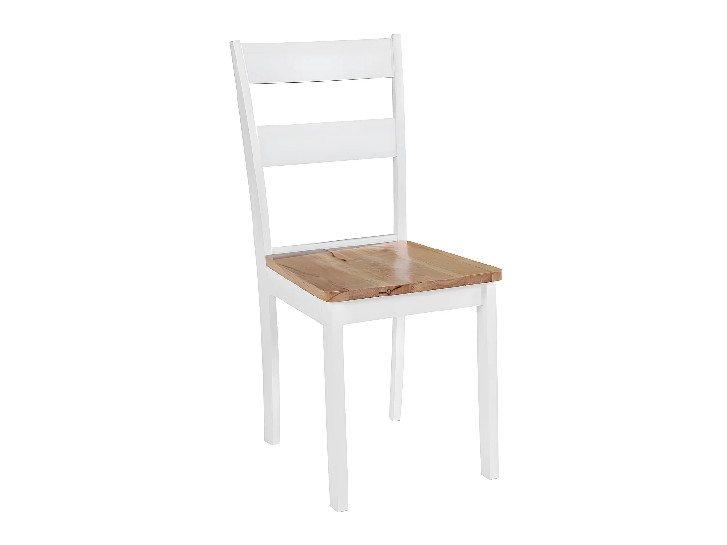 Lot de 4 chaises de salle à manger cuisine design classique bois d'hévéa massif blanc CDS021228