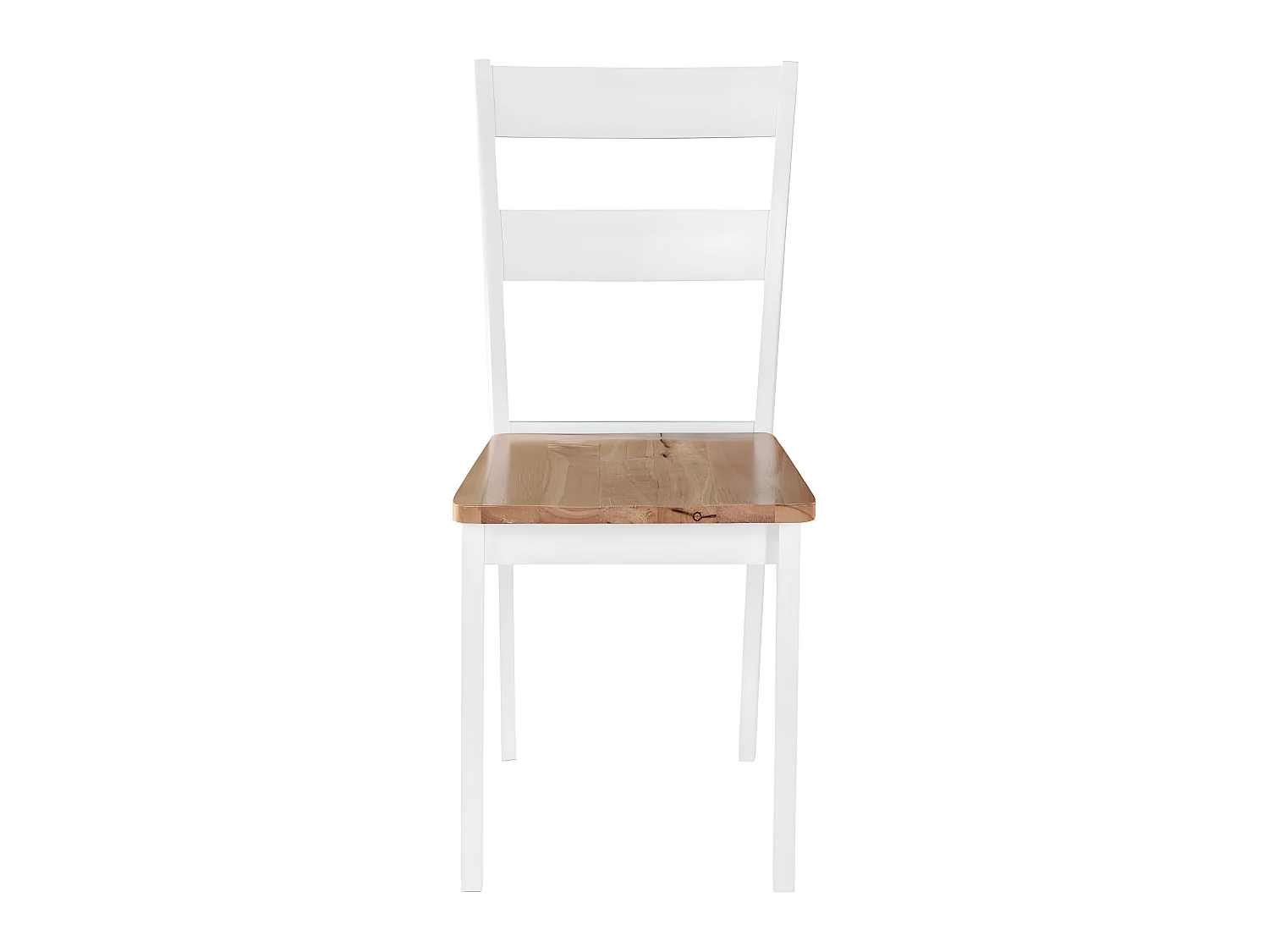 Lot de 4 chaises de salle à manger cuisine design classique bois d'hévéa massif blanc CDS021228