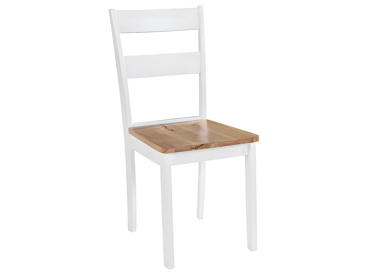 Lot de 4 chaises de salle à manger cuisine design classique bois d'hévéa massif blanc CDS021228