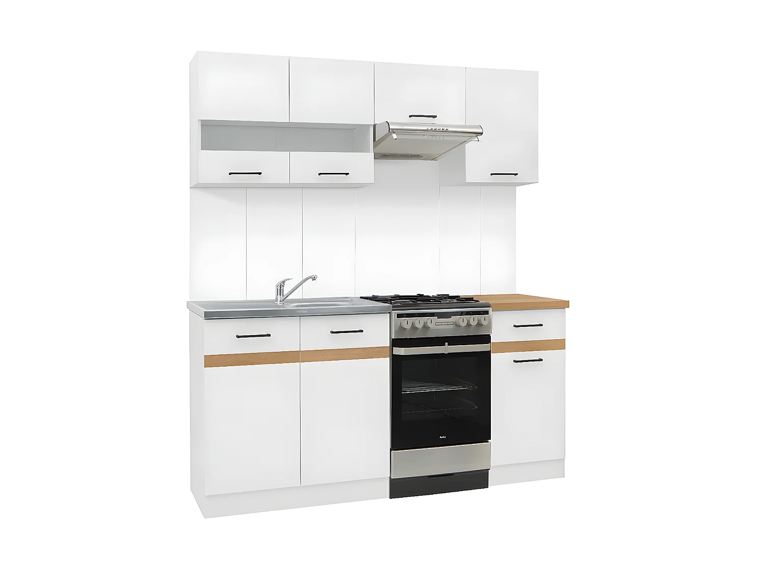 DAYAN | Cuisine complète | Style scandinave | Largeur 170 cm | Caissons bas et hauts+tiroir | Armoires cuisine