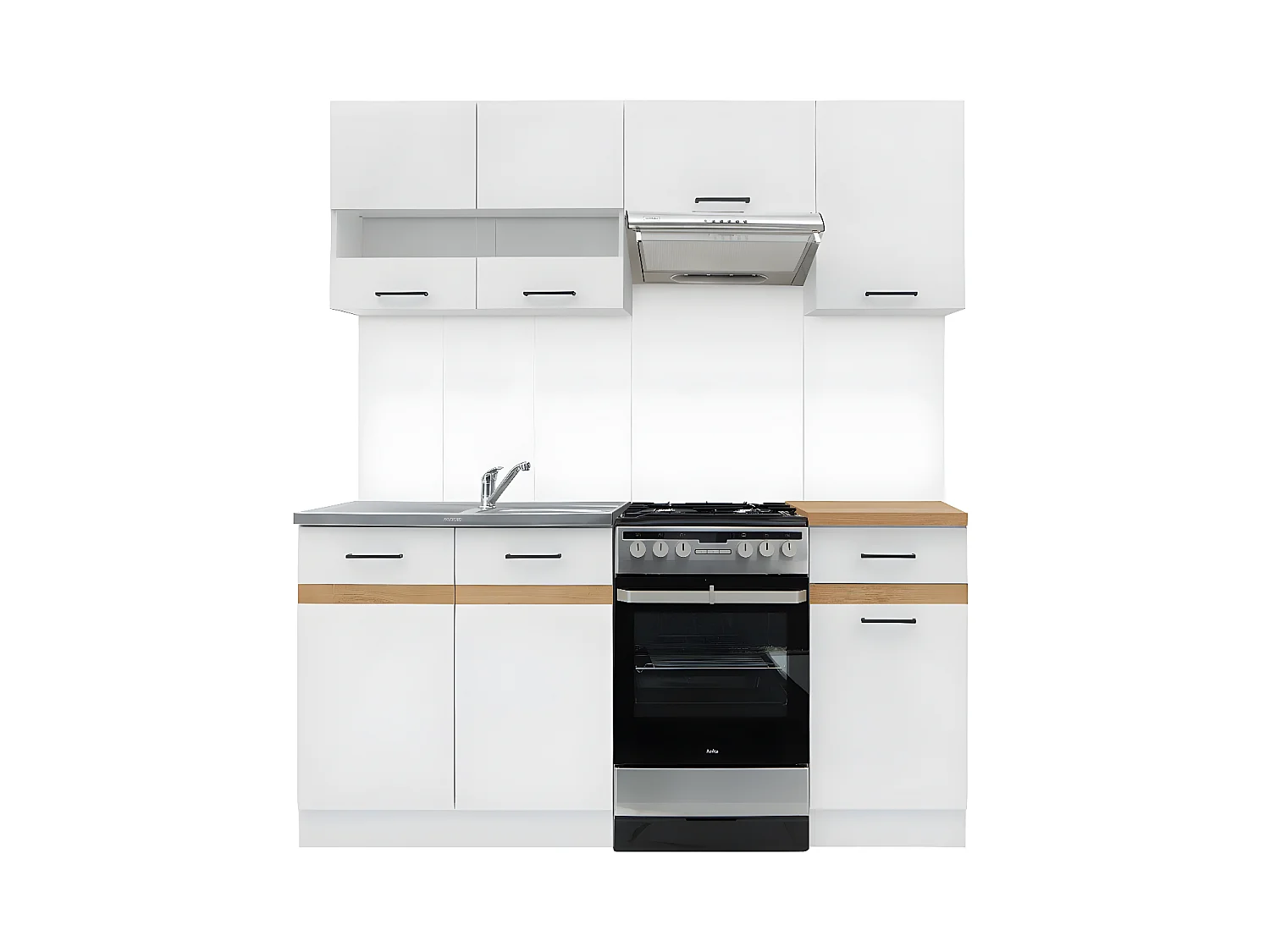 DAYAN | Cuisine complète | Style scandinave | Largeur 170 cm | Caissons bas et hauts+tiroir | Armoires cuisine