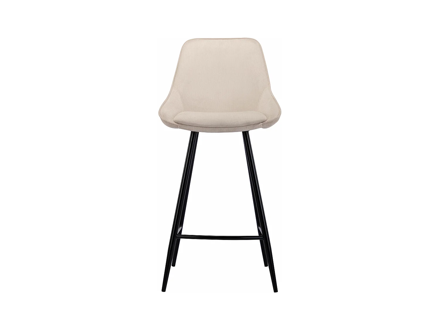 Barhocker 2er-Set - Cord & schwarzes Metall - Cremefarben - MASURIE