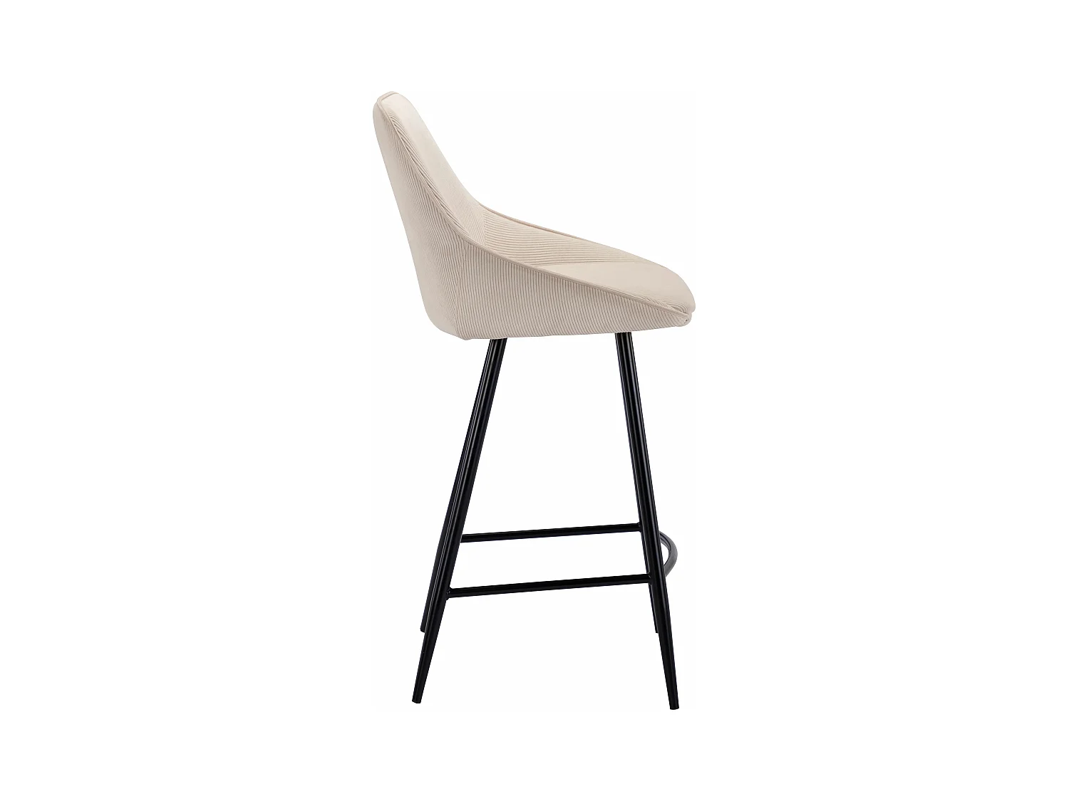 Barhocker 2er-Set - Cord & schwarzes Metall - Cremefarben - MASURIE