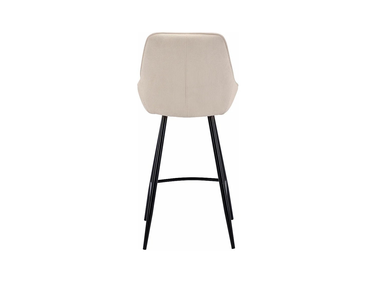 Barhocker 2er-Set - Cord & schwarzes Metall - Cremefarben - MASURIE