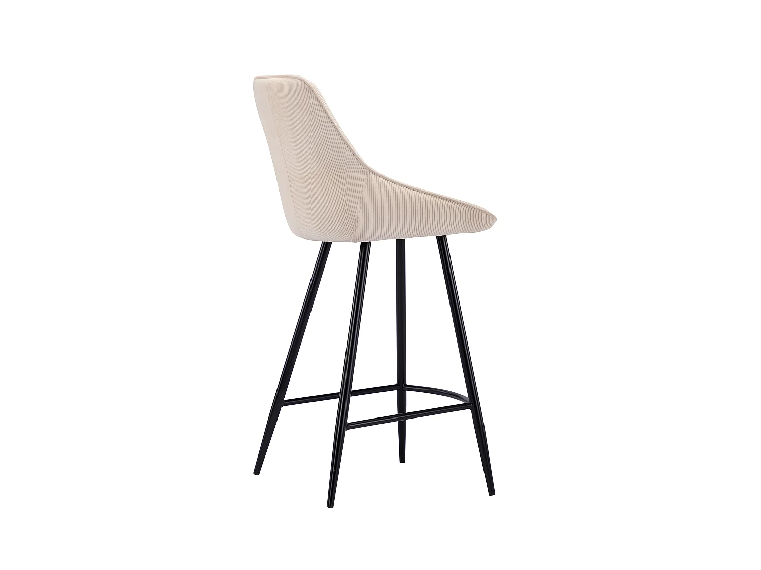 Barhocker 2er-Set - Cord & schwarzes Metall - Cremefarben - MASURIE