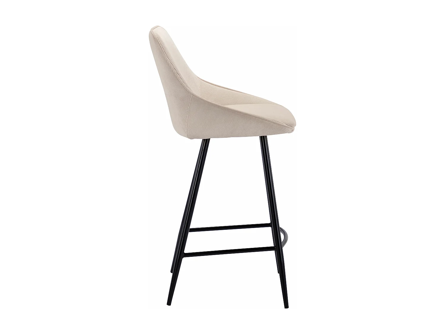 Sgabello da bar in Velluto a coste e Metallo Nero Panna - Lotto di 2 - MASURIE