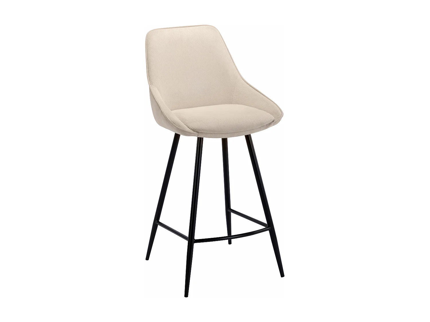 Sgabello da bar in Velluto a coste e Metallo Nero Panna - Lotto di 2 - MASURIE