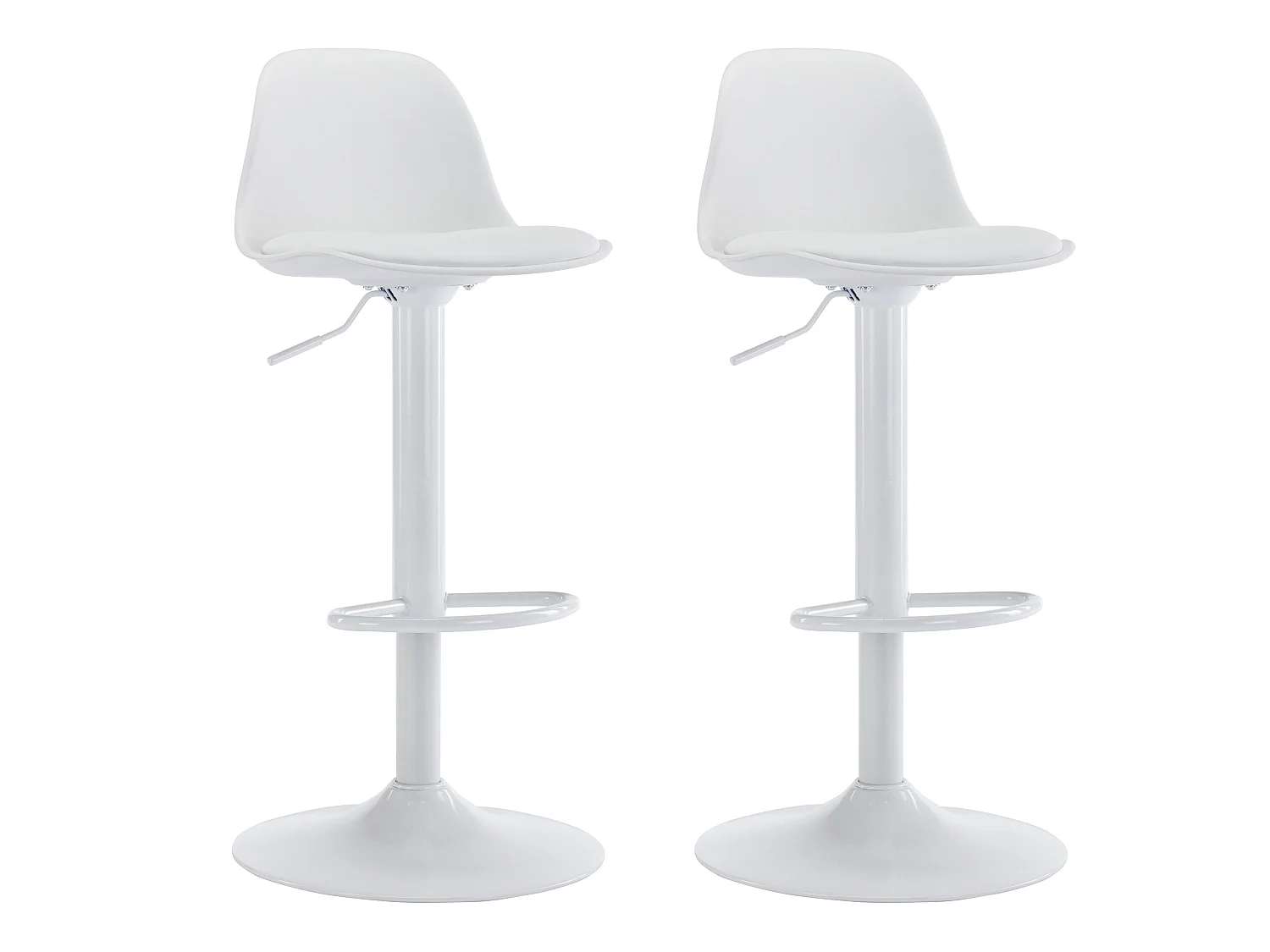 Lot de 2 tabourets de bar en polypropylène et métal - Hauteur réglable - Blanc - XAFY