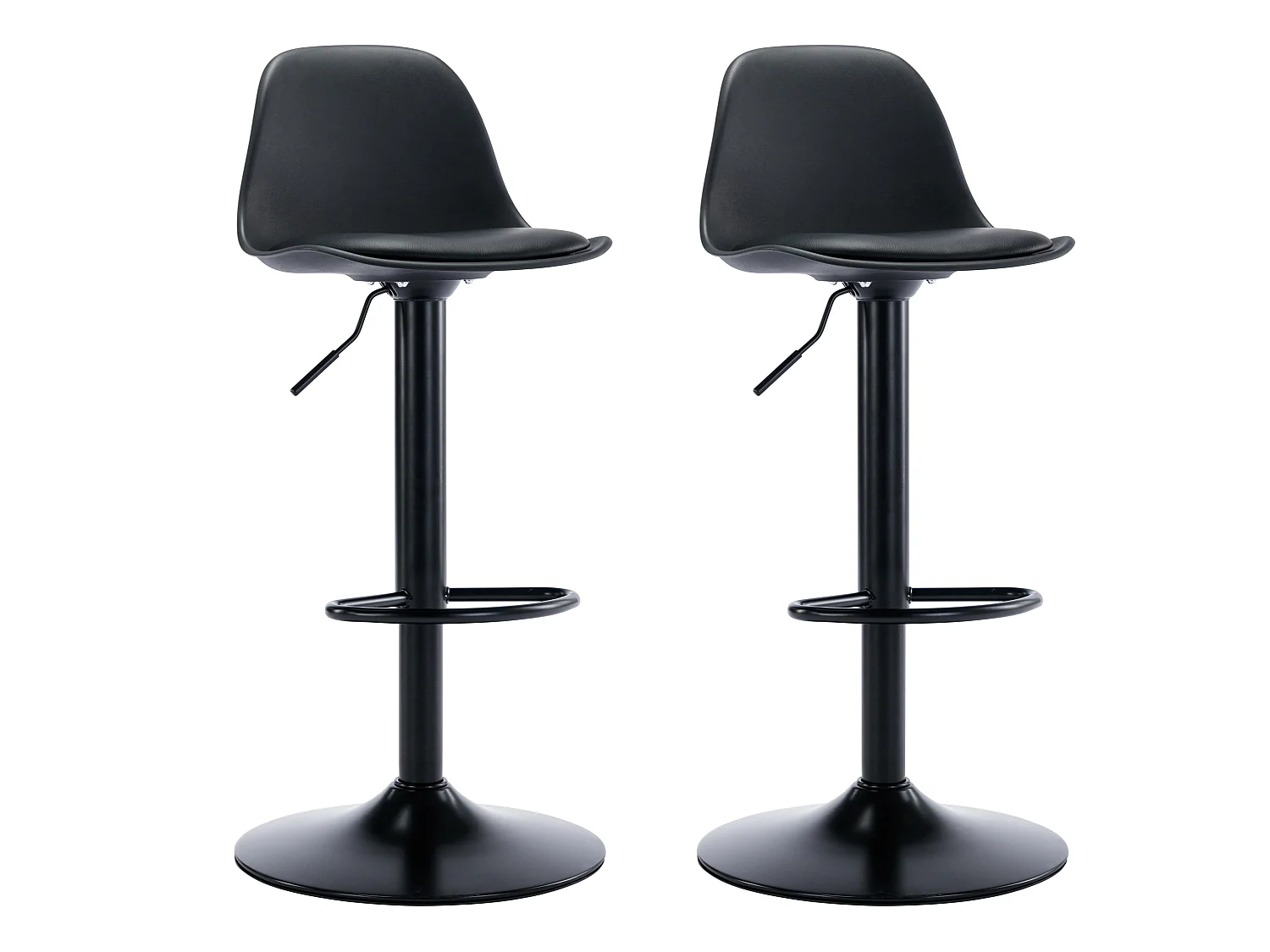 Lot de 2 tabourets de bar en polypropylène et métal - Hauteur réglable - Noir - XAFY