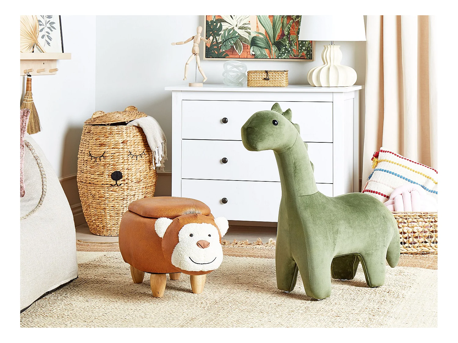 Tabouret animal BRONTOSAUR Velours Vert