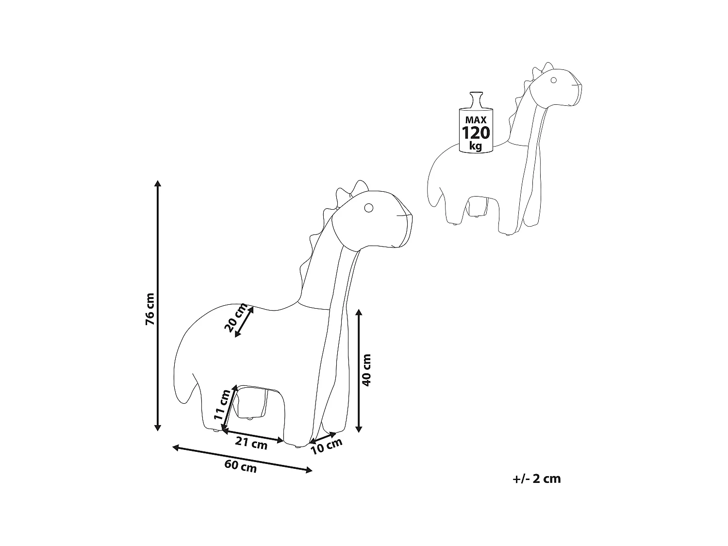 Tabouret animal BRONTOSAUR Velours Vert