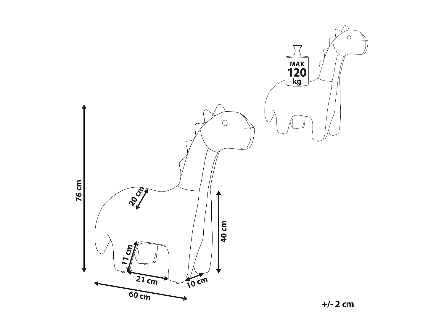 Dierenpoef BRONTOSAUR Fluweel Groen
