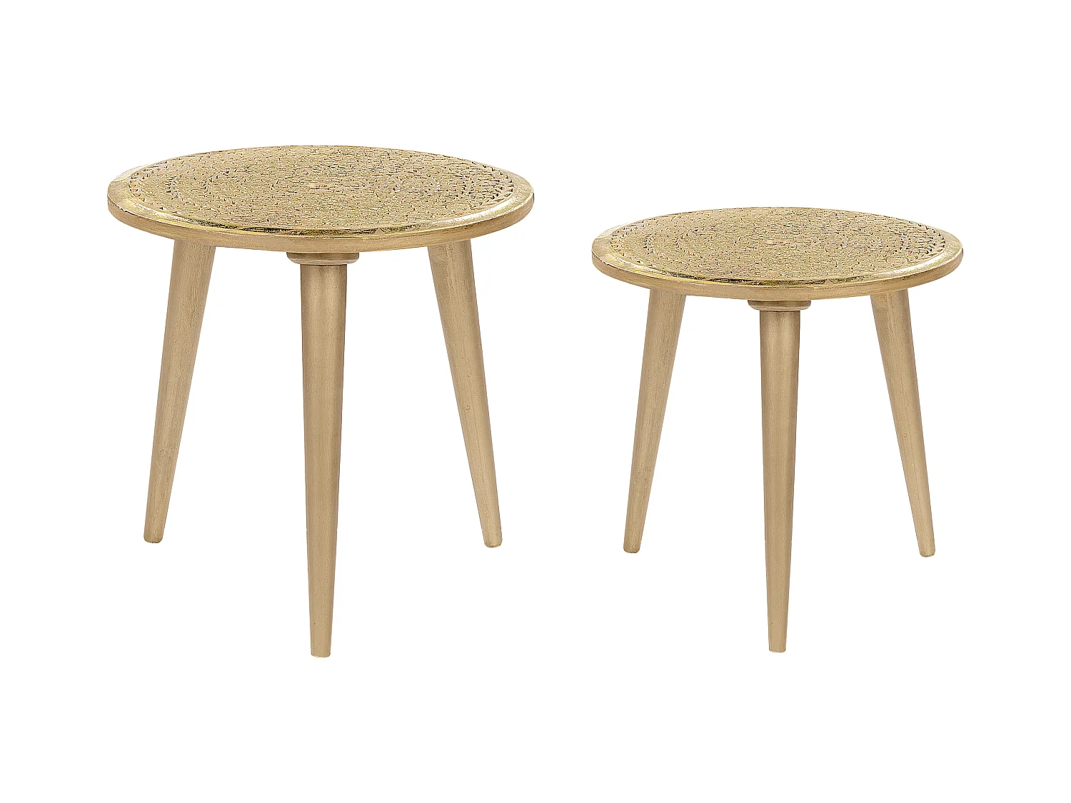 Set van 2 bijzettafels NARRA Mangohout Goud