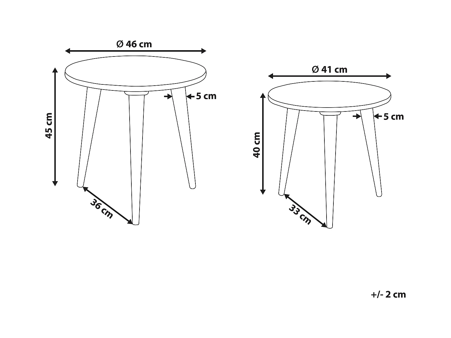 Set van 2 bijzettafels NARRA Mangohout Goud