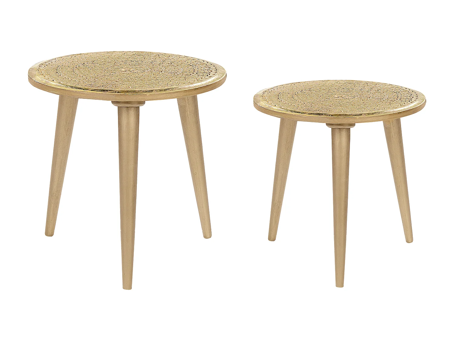 Lot de 2 tables d\'appoint NARRA Bois de manguier Doré