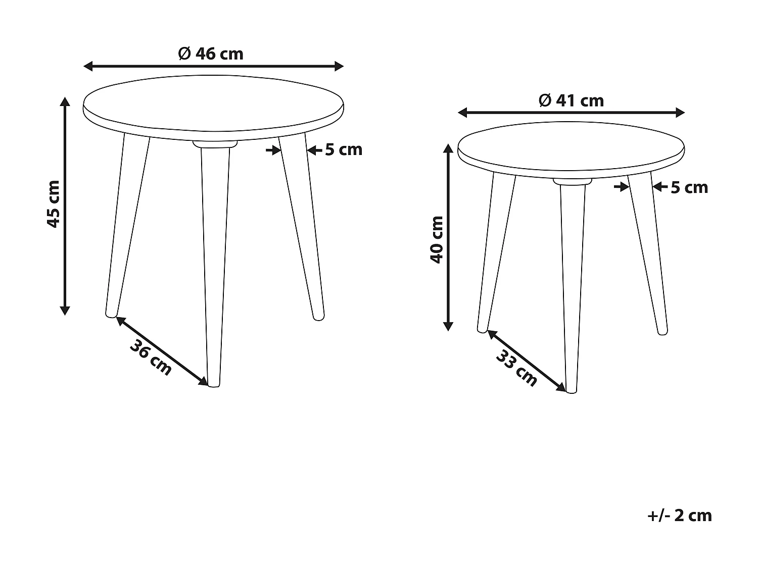 Lot de 2 tables d\'appoint NARRA Bois de manguier Doré