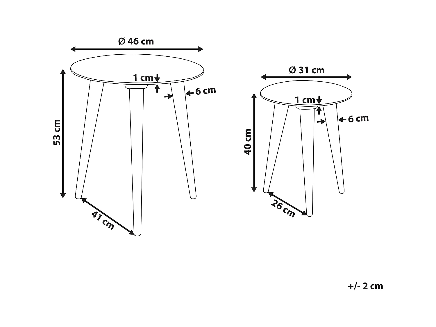 Set van 2 bijzettafels BARJU Mangohout Wit