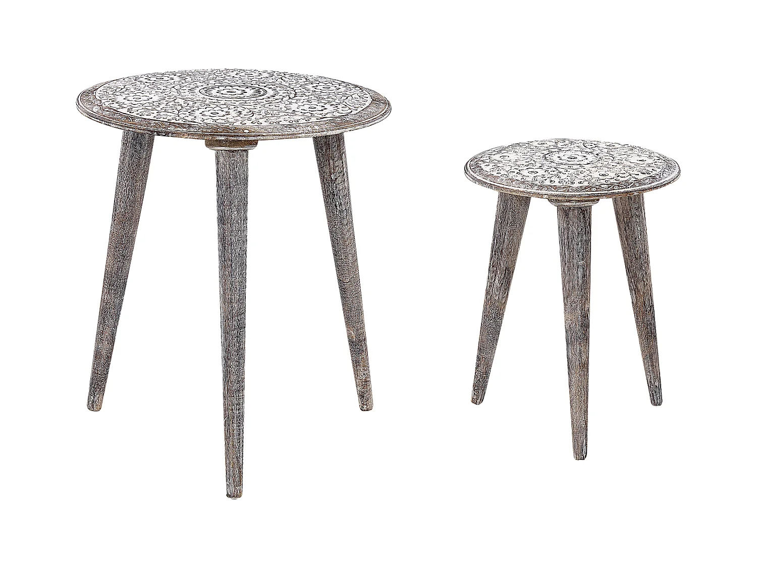Set di 2 tavolini BARJU Legno di mango Bianco