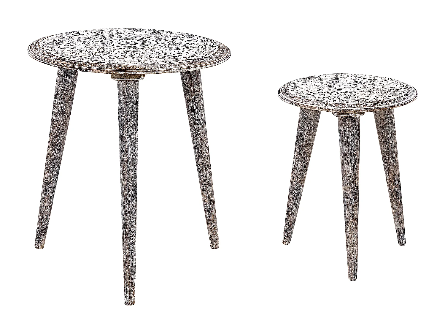 Lot de 2 tables d'appoint BARJU Bois de manguier Blanc