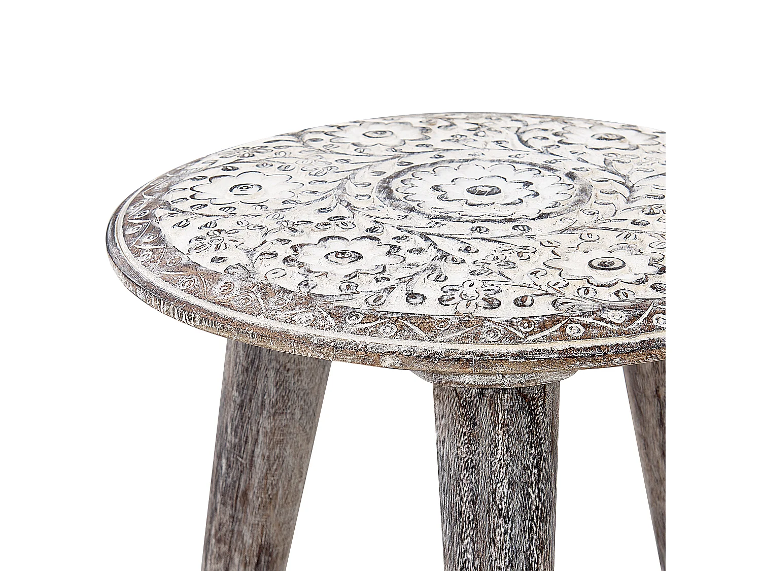 Lot de 2 tables d'appoint BARJU Bois de manguier Blanc