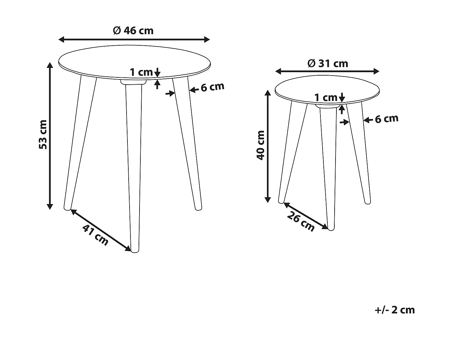 Lot de 2 tables d'appoint BARJU Bois de manguier Blanc