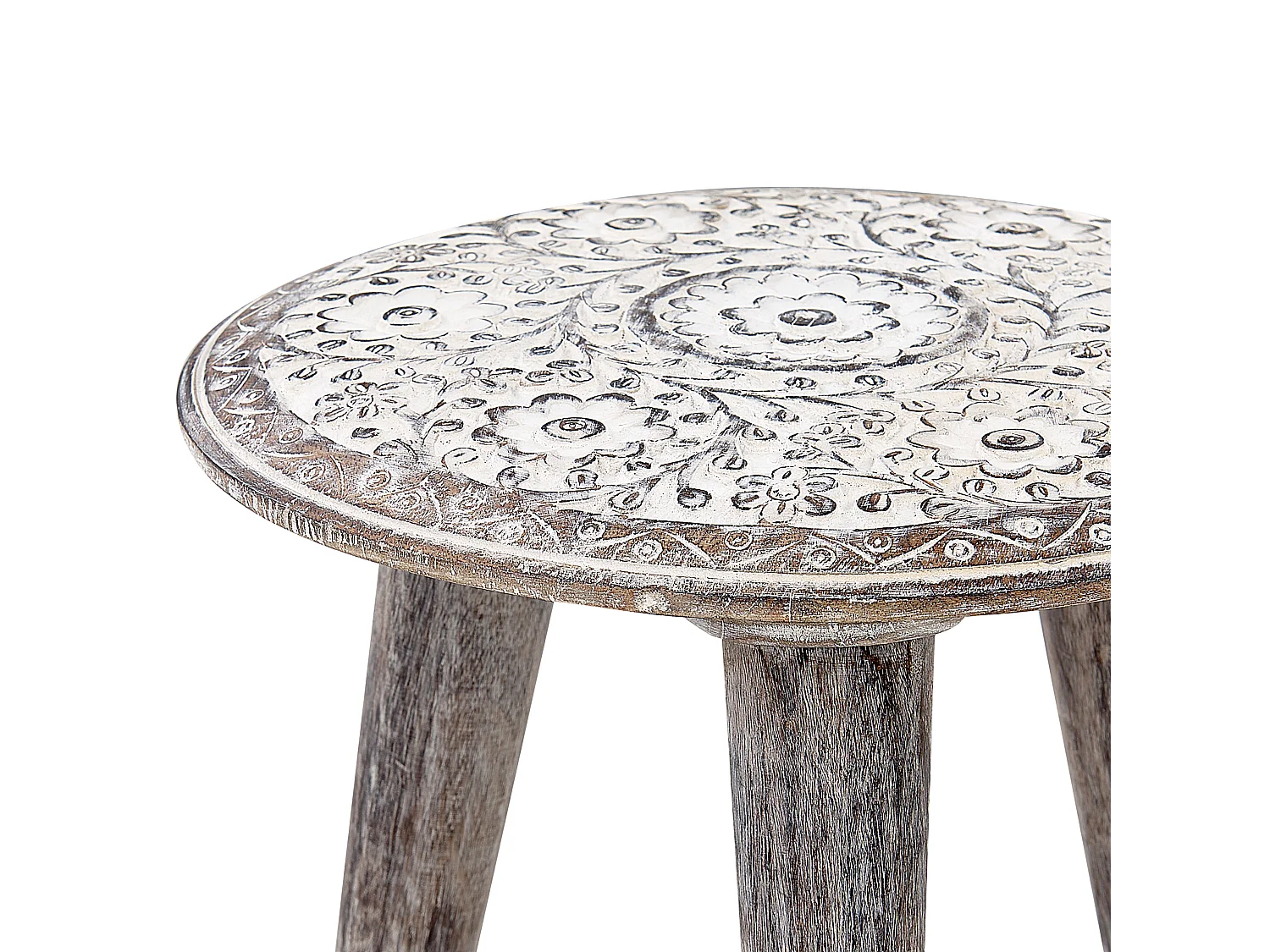 Zestaw 2 stolików pomocniczych BARJU Drewno mango Biały