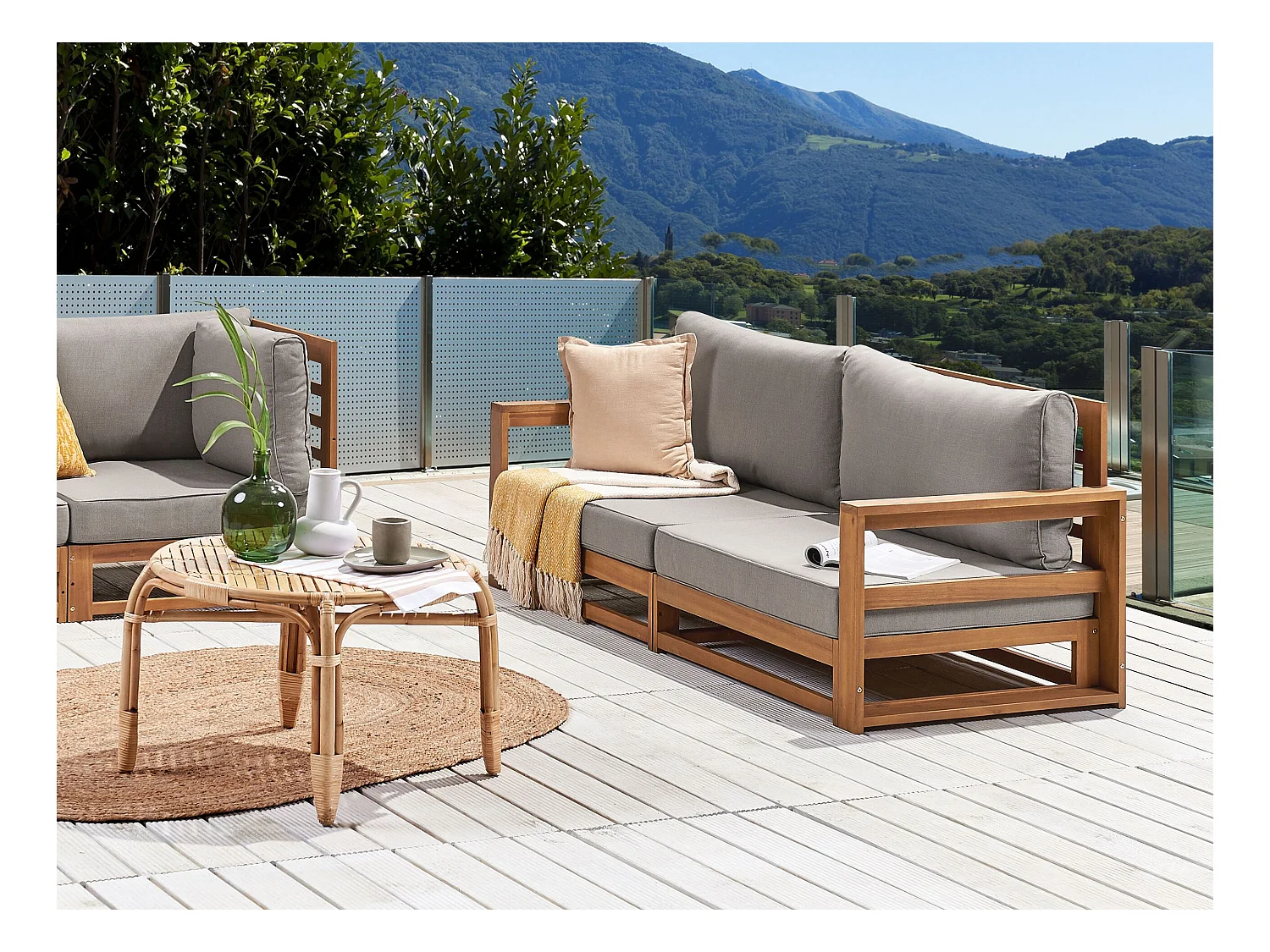 Sofá 2 plazas modular de madera de acacia clara TIMOR II