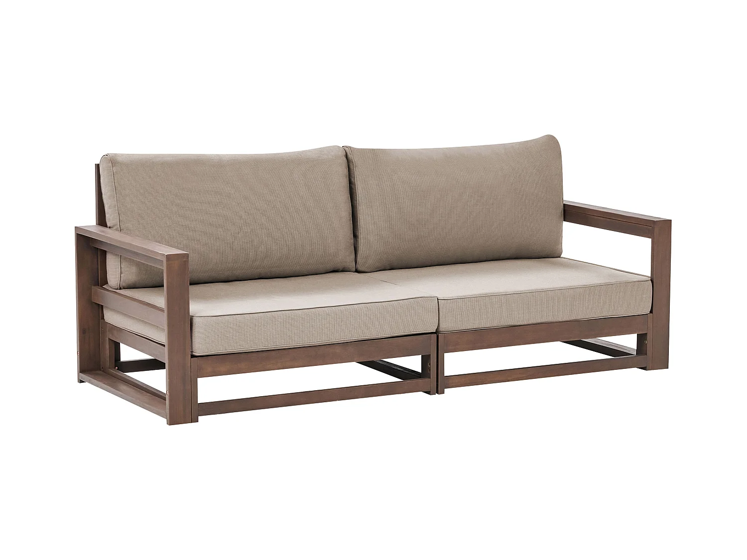 Lounge Ecksofa Akazienholz dunkler Holzfarbton 2-Sitzer Auflagen taupe Timor II