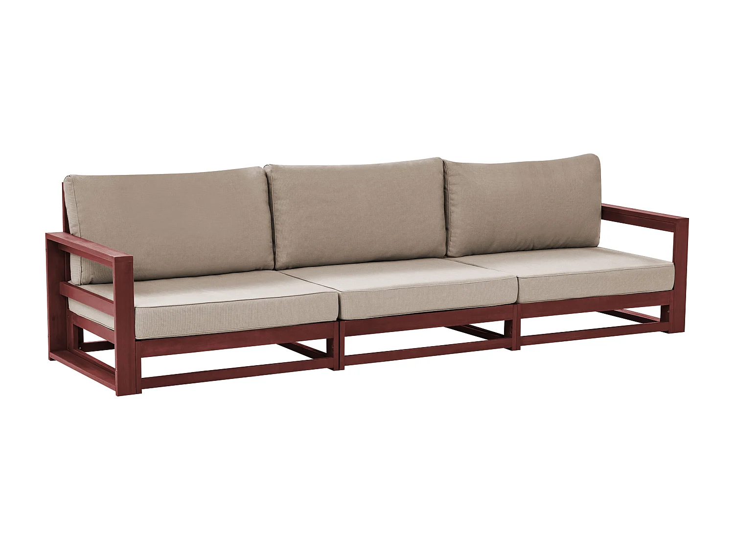 Canapé de jardin 3 places TIMOR Bois d'acacia certifié Rouge foncé