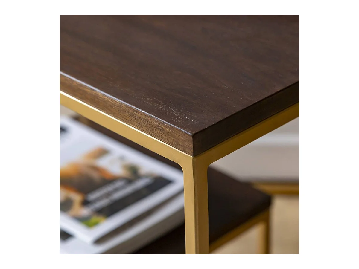 Set de deux consoles en bois de manguier et métal Léon