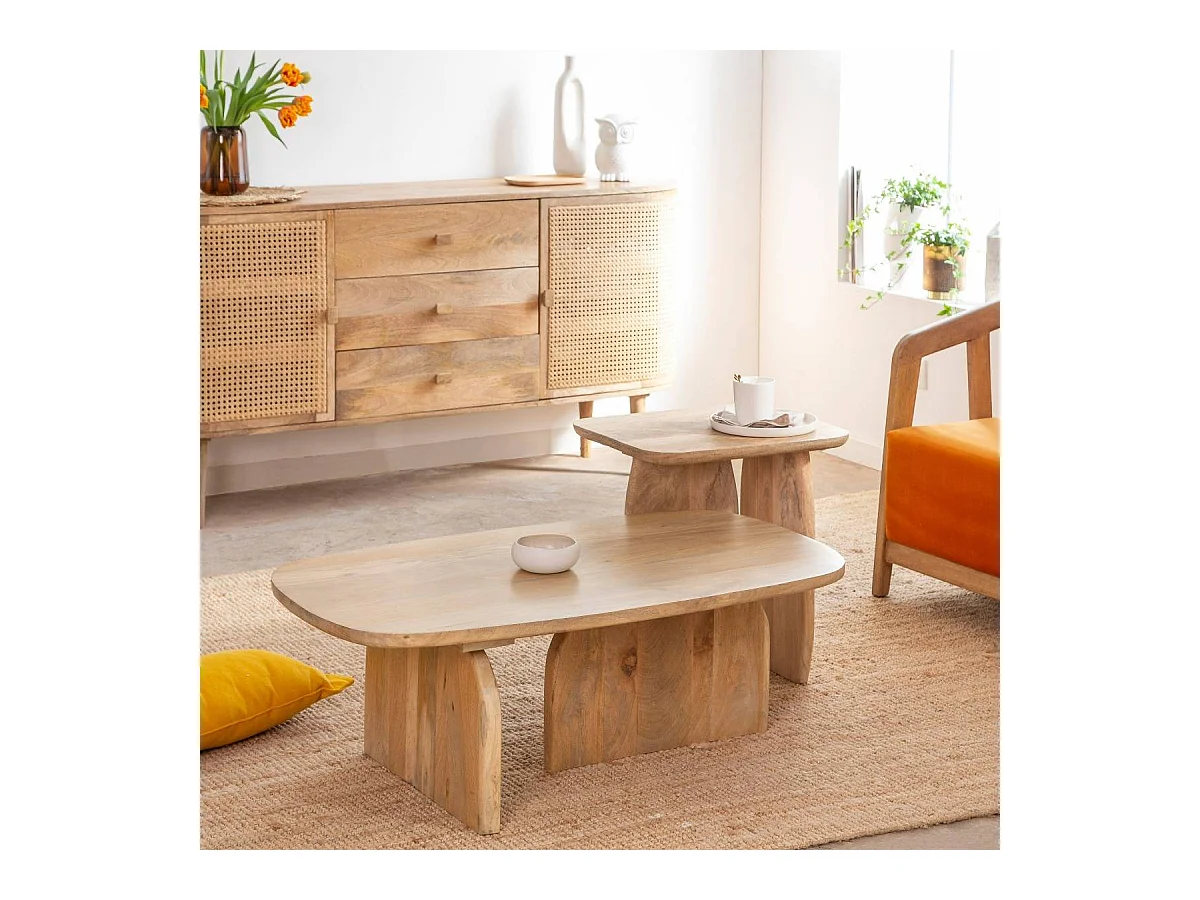 Set de 2 tables basses en bois de manguier Tom