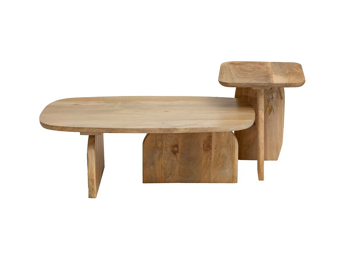 Set de 2 tables basses en bois de manguier Tom