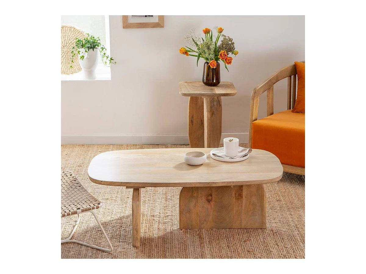 Set de 2 tables basses en bois de manguier Tom