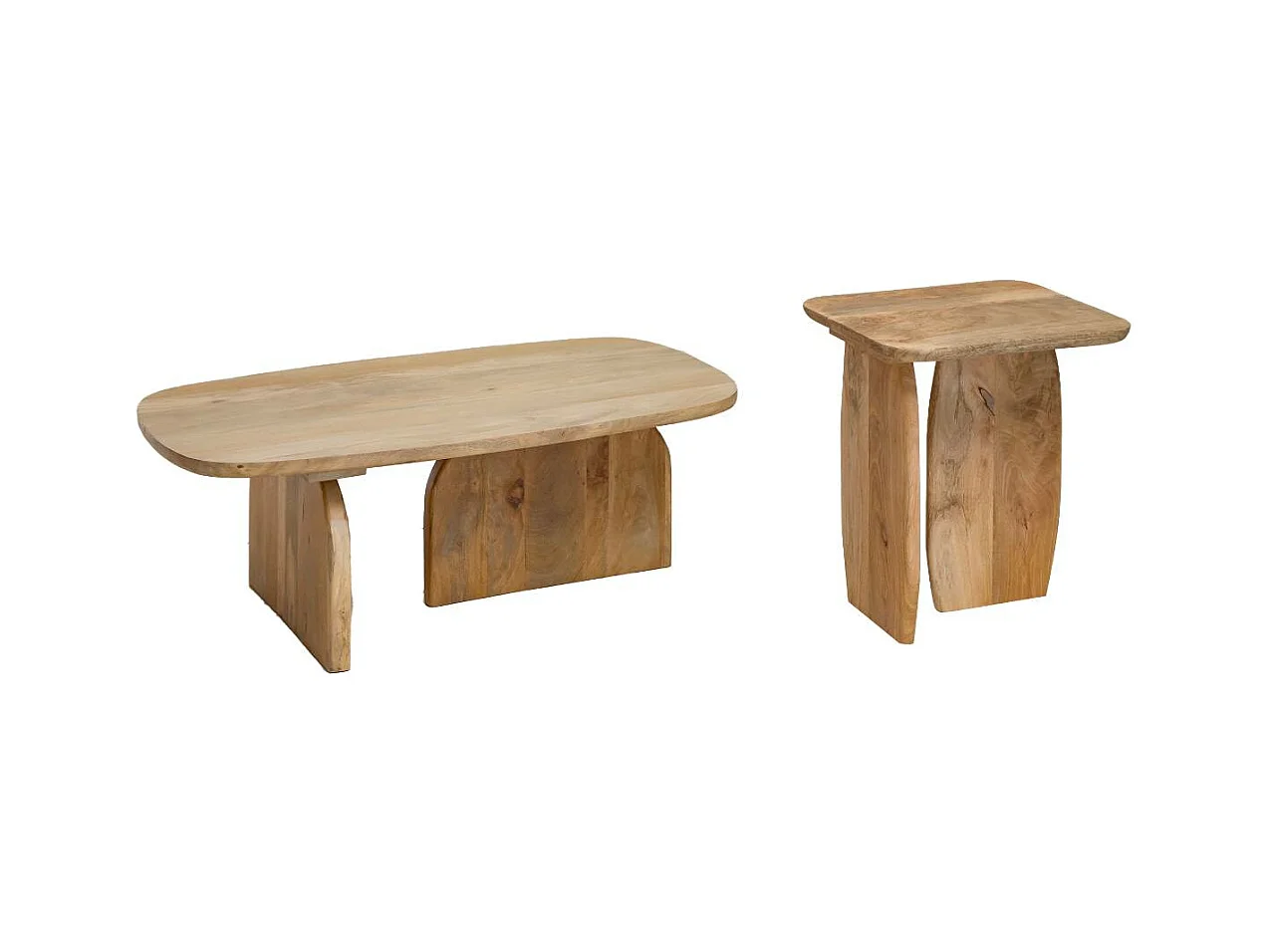 Set de 2 tables basses en bois de manguier Tom
