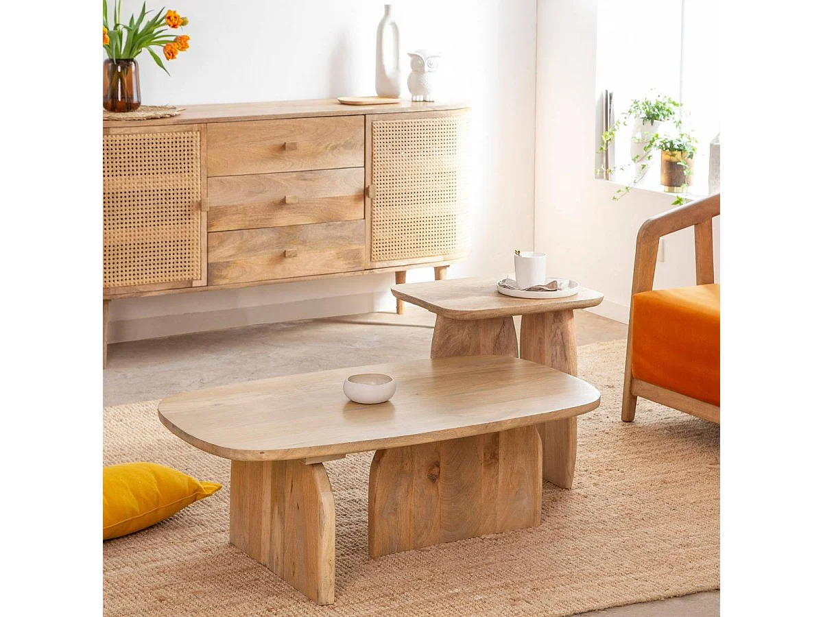 Set de 2 tables basses en bois de manguier Tom