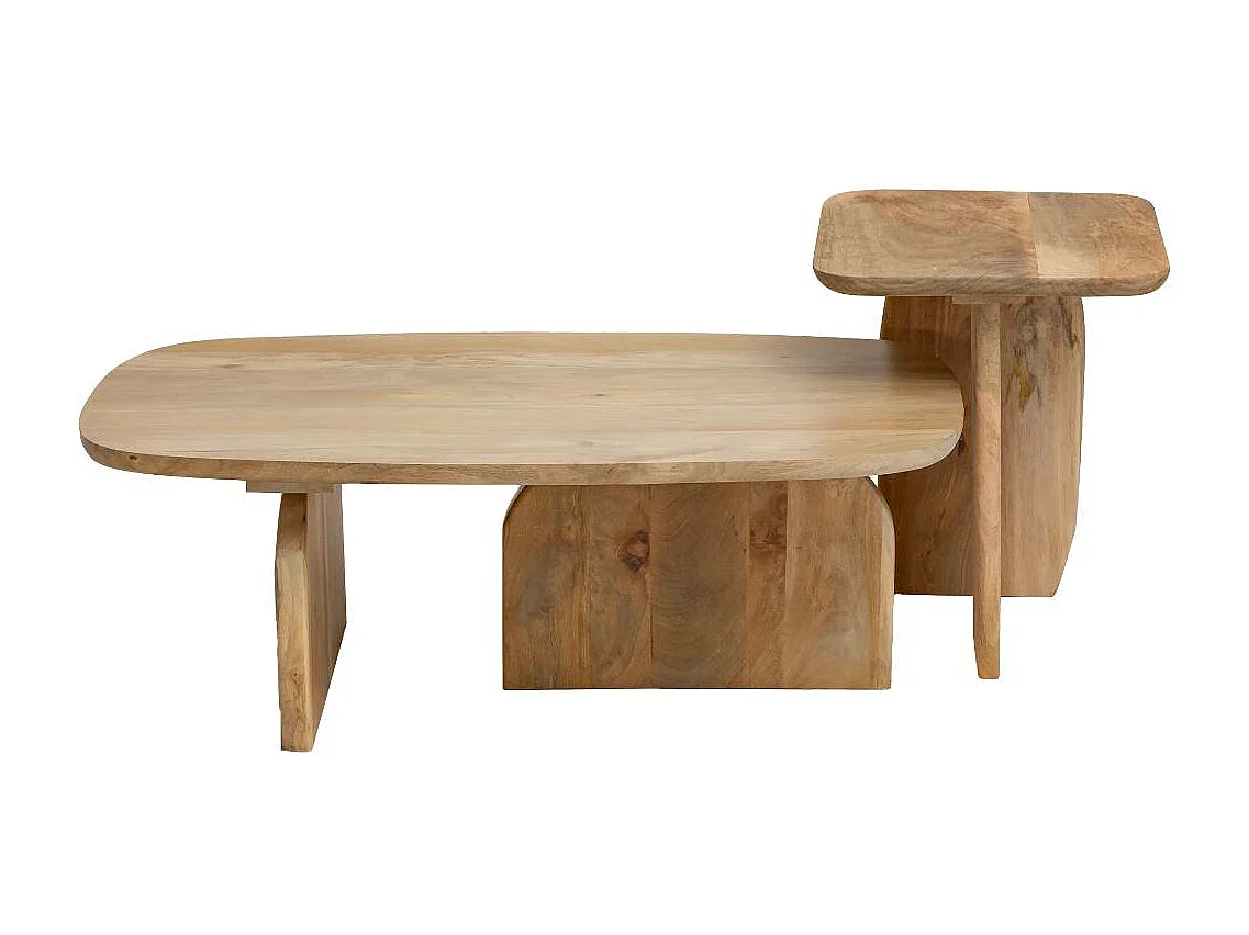 Set de 2 tables basses en bois de manguier Tom