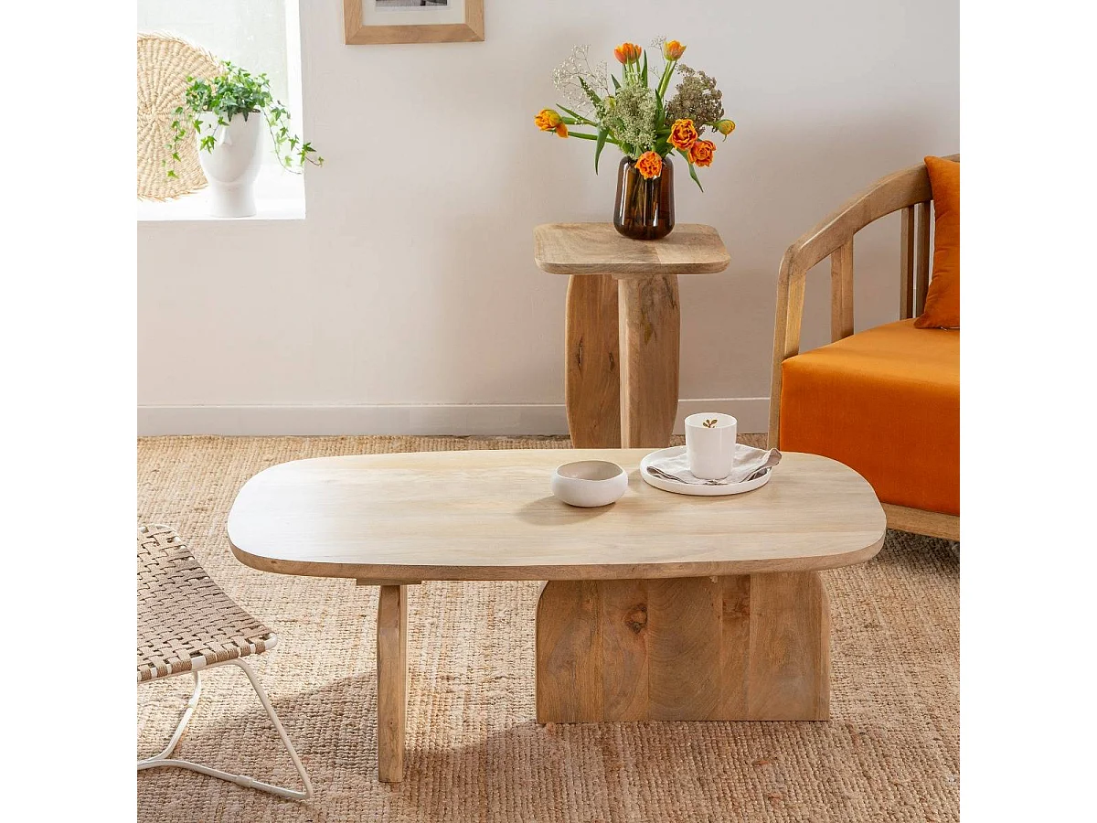 Set de 2 tables basses en bois de manguier Tom