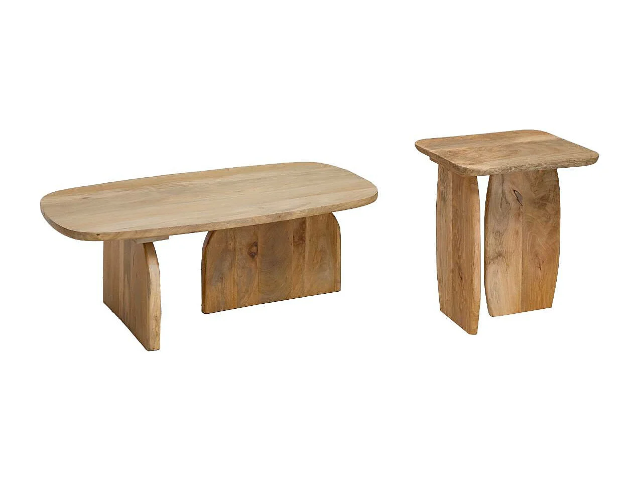 Set de 2 tables basses en bois de manguier Tom