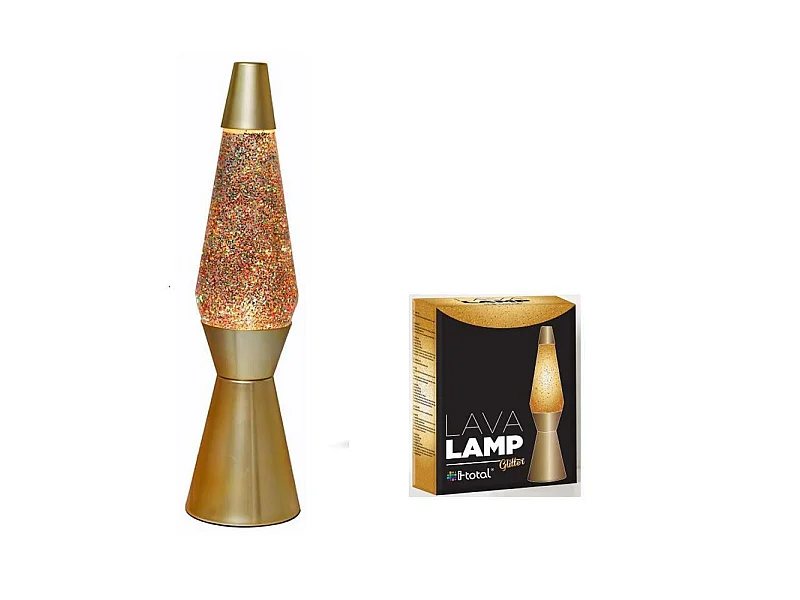 Lampe lave Gold glitter 40 cm or en acier et en verre